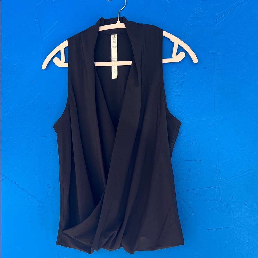 Lululemon Top Rollin’ with my om’ies Black Sleeveless Drape balletcore workout - Picture 3 of 8